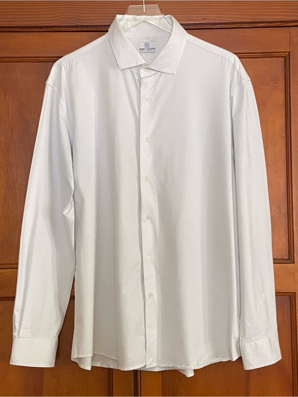 Soft Cloth Light Gray Stretch Dress Shirt XL Cotton Spandex Long Sleeve